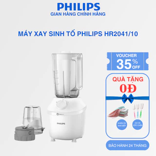 Máy Xay Sinh Tố Philips HR2041/10 - 2 Cối Xay Nhuyễn Mịn, Không Vón Cục Trong 45 giây - Bảo Hành Chính Hãng 24 Tháng