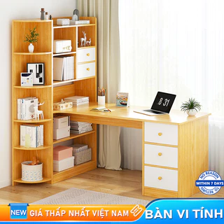 Bali Bàn Làm Việc Học Có Giá Sách + Hộc Làm Việc Bàn Kệ Sách Bàn Rộng, Đa Năngmặt Gỗ Mdf Dày