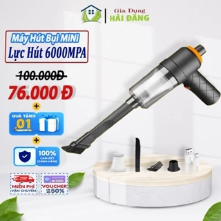 Máy Hút Bụi Mini Cầm Tay Không Dây Lực Hút 6000MPA Nhỏ Gọn, Pin Sạc Tiện Lợi, Lực Hút Siêu Mạnh