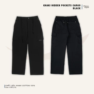 Quần khaki túi hộp ẩn ống rộng Neverbegood Hidden Pockets Cargo Black