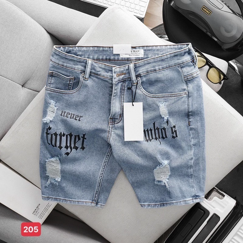 Quần short jean nam co giãn, quần bò lửng nam rách nhiều màu thời trang Bi shop ms223