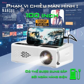 Máy chiếu mini 1080P Ultra HD Hỗ trợ Màn hình điện thoại kết nối nhiều thiết bị Âm thanh nổi 3D Rạp chiếu phim gia đình