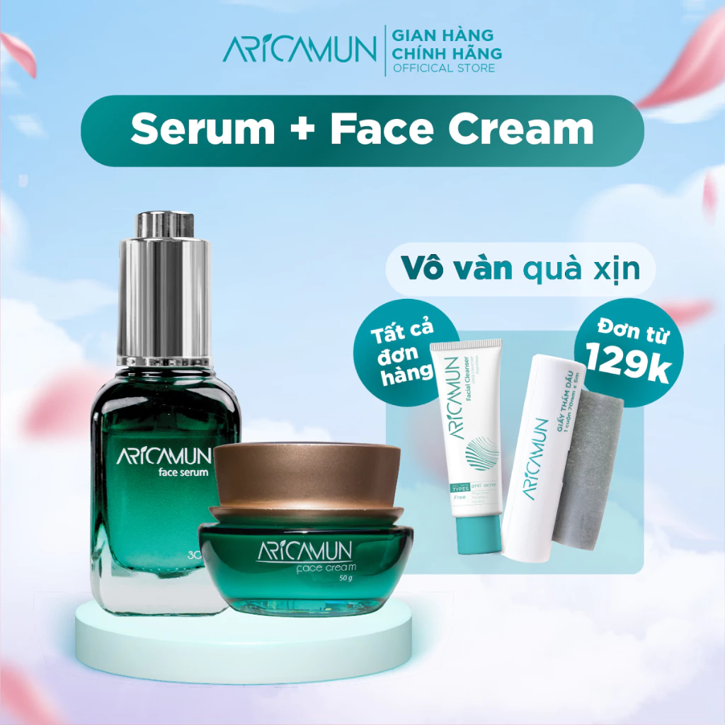 Combo Dưỡng Ẩm Phục Hồi Và Chống Lão Hóa Aricamun Serum HA B5 30ml và Cream HA B5 50g