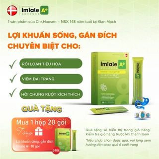 Men vi sinh IMIALE A+ chứa 6 tỷ lợi khuẩn - Hỗ trợ cải thiện rối loạn tiêu hóa, táo bón, tiêu chảy - Hộp 20 gói