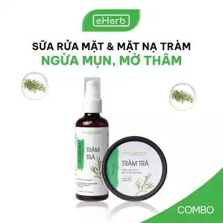 Combo Ngừa Mụn, Giảm Thâm: Sữa Rửa Mặt + Mặt Nạ Đất Sét Tinh Dầu Tràm Trà MILAGANICS 160ml (Bộ)