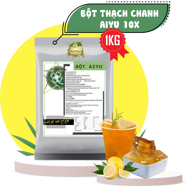 [1kg] Bột Thạch Chanh LUCKY VN STAR AIYU 10X Topping Trà Sữa Nguyên Liệu Làm Topping