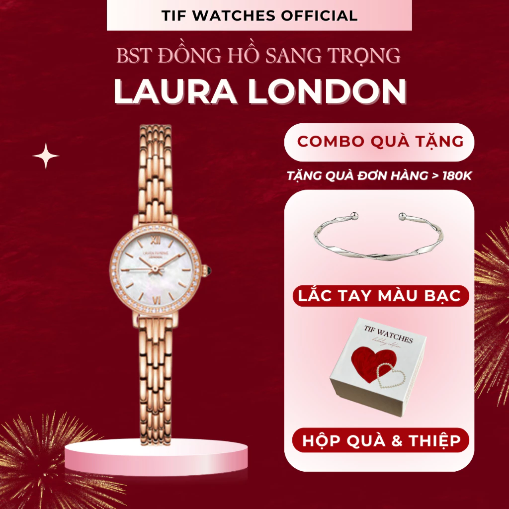 Đồng hồ đeo tay LAURA Rose Tif Watches Thời Trang Sang Trọng Chống Nước cho Nữ