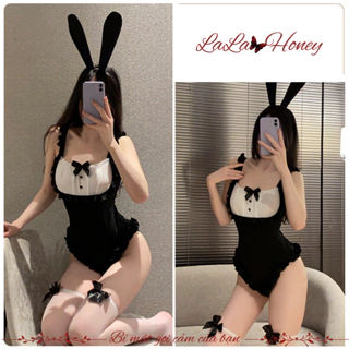 Bộ đồ ngủ cosplay sexy thỏ hồng đen, bodysuit thỏ dễ thương - LaLa Honey