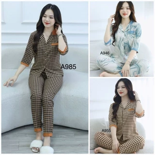 [Bunnysky] Đồ bộ nữ mặc nhà đẹp, quần áo kiểu dáng  pizama tay lỡ xinh lung linh