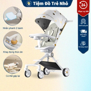 Xe Đẩy Gấp Gọn Cho Bé Có Khay Đựng Thức Ăn Đảo 2 Chiều Ghế Xoay 360 Độ Khóa Bánh Xe-Thiên Thần Nhỏ