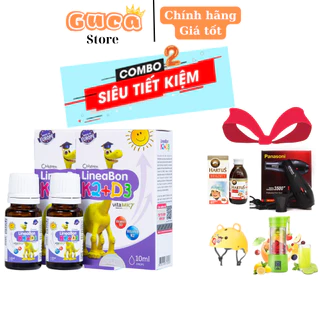 Combo 2 hộp d3k2 Lineabon giúp hấp thu canxi, hỗ trợ tăng chiều cao lọ 10ml