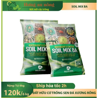 Soil mix BA túi 6kg - đất trộn hữu cơ chuyên trồng sen đá xương rồng