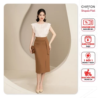 Chân váy suông cách điệu cao cấp Chiffon