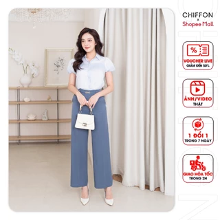 Quần suông phối đai Chiffon