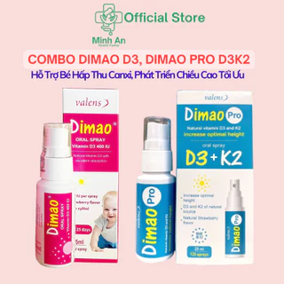 Combo D3 K2 Dimao Pro Oral Spray Dạng Xịt, Hỗ Trợ Hấp Thu Canxi Tối Đa, Giúp Trẻ Tăng Chiều Cao, 25ml