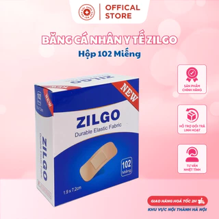 Zilgo. Băng cá nhân y tế miếng dán vết thương trầy trước rách da hộp 102 miếng 1.9 x 7.2 cm