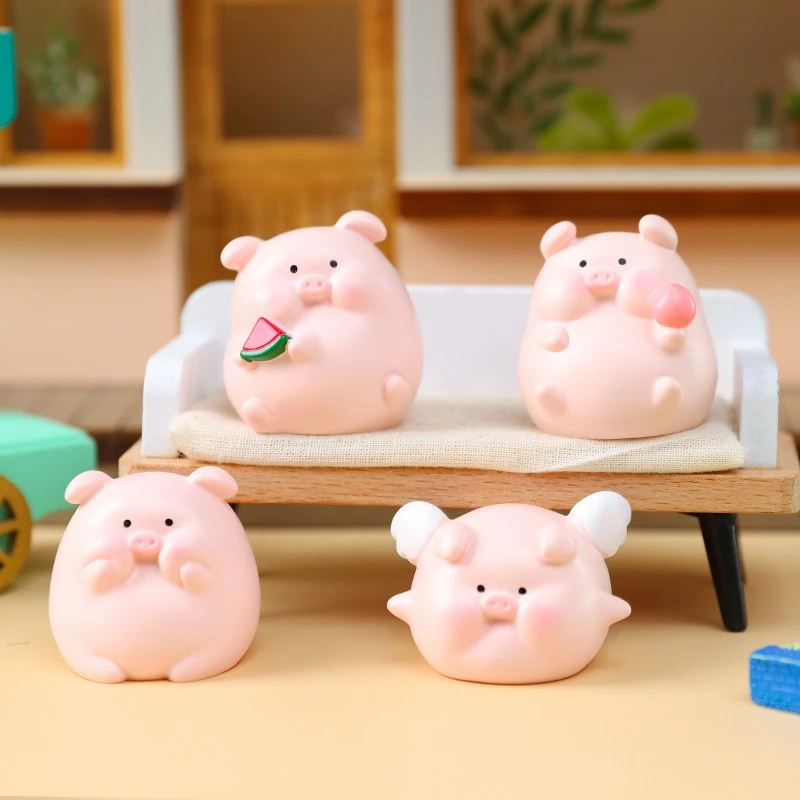 Mô hình heo hồng Mini 4 phong cách trang trí Decord ô tô tiểu cảnh