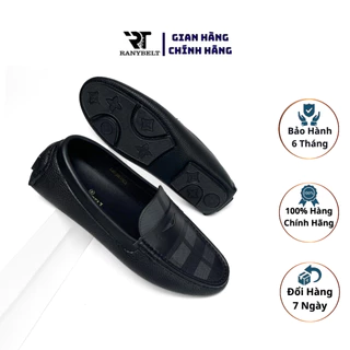 Giày lười nam da nubuck RANYBELT GIÀY NAM CAO CẤP êm ái, đế cao su chống trơn RT15 màu đen