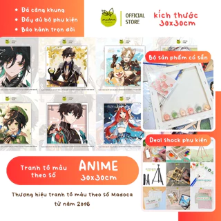 Tranh tô màu theo số, tranh số hóa Madoca có khung 30x30cm chủ đề hoạt hình anime