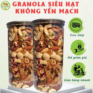 Granola Siêu Hạt KHÔNG Yến Mạch, Gồm Các Loại Hạt Và Quả Mix Thơm Ngon, Ăn Kiêng Giảm Cân, Không đường