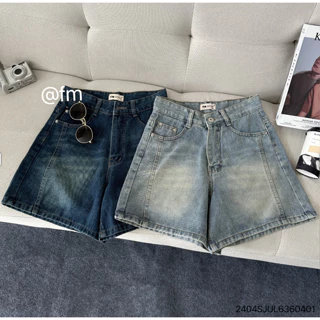 Quần short jeans nữ FMSTYLE lửng ngố phối 2 đường viền form chuẩn chỉnh mix đồ siêu đẹp full size 24040314