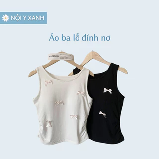 Áo Ba Lỗ Nữ Đính Nơ Noiyxanh có sẵn đệm ngực áo ba lỗ cotton phối nơ xinh