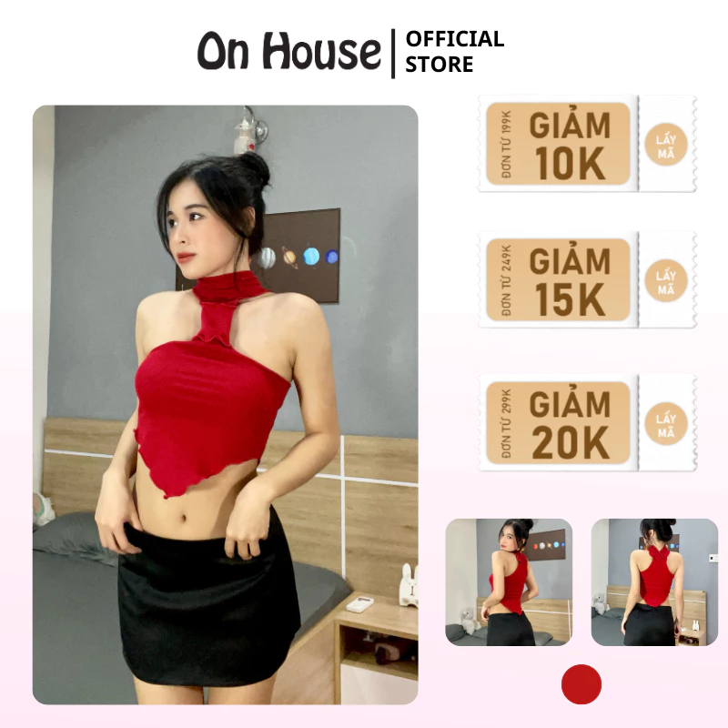 Áo cổ yếm xoắn cổ lọ ON House - Thời trang thiết kế vạt nhọn hack dáng thon gọn chất thun gân ôm sexy CR151