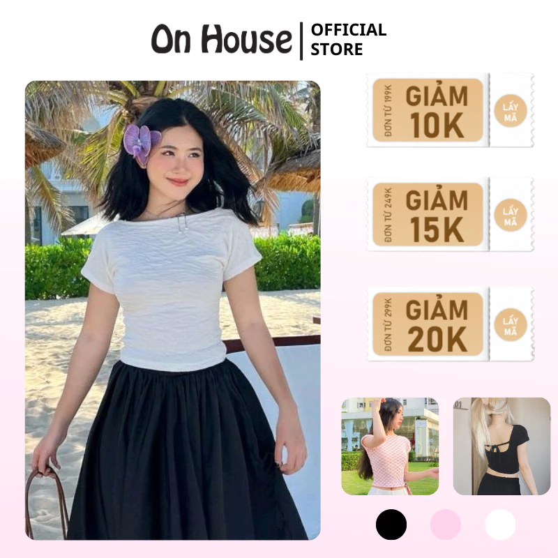 Áo tay ngắn hở lưng thắt nơ nữ tính, dây nơ có thể điều chỉnh, tháo rời để hơ lưng, cột nơ điều được, chất thun co giãn