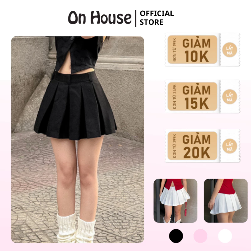 Chân váy xếp ly tennis ngắn form xoè lưng thấp có lót quần chất kaki dày dặn đứng form, phong cách y2k ON House