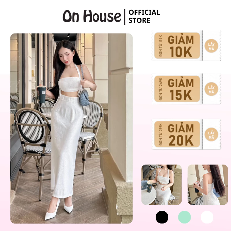 [Có tách set] Set yếm váy Venus đi biển mùa hè Set áo yếm váy Thời trang thiết kế ON House nhún rút eo mặc dc 2 kiểu
