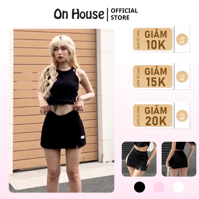 [ Ảnh Thật Shop Chụp] Chân váy cạp trễ form chữ A lưng thấp ONHOUSE chất thun gân