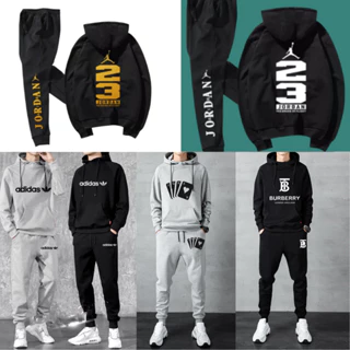 Bộ quần áo nỉ nam thu đông 123JORDAN, áo hoodie có mũ 2 lớp dày giặt không xù ,size 45-90kg gunta.vn