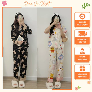 [HÌNH THẬT + VIDEO] Set pijama dáng dài chất liệu lụa mango, bộ ngủ nữ mặc nhà dài nhiều hoạ tiết