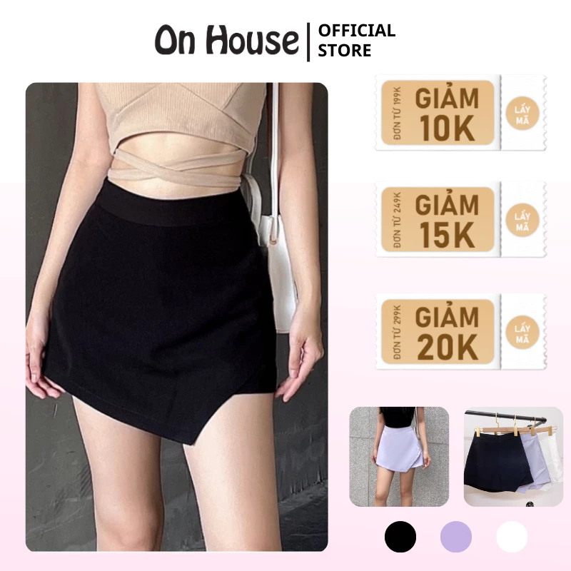 Quần Váy chữ A lưng cao ONHouse may 2 lớp có lót quần cùng chất liệu, có tà giả váy cả 2 mặt mix crop hở lưng