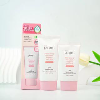 Kem Chống Nắng Vật Lý Make P:rem Prem Hồng Sun Cream Tone Up SPF 50+ PA++++ Minisize 20ml/50ml