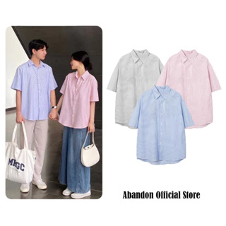 Áo Sơ Mi Tay Ngắn Nam Nữ Kẻ Sọc Local Brand Chất Liệu Oxford Form Oversize 3 Màu Abandon A8