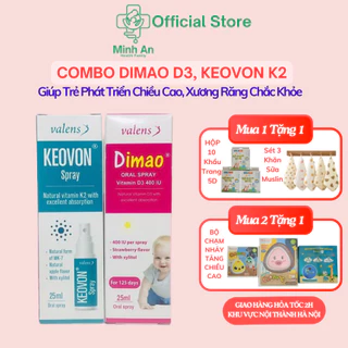 Combo D3 K2 Giúp Hấp Thụ Canxi, Hỗ Trợ Tăng Chiều Cao Cho Bé Dimao Vitamin D3 Và Kevon Vitamin K2 25ml