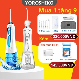 Máy Tăm Nước Yoroshiko HF-11P Cao Cấp kèm Xịt Trắng Răng thơm miệng Bảo Hành 24 tháng ( Tặng kèm 6 đầu tăm thay thế , và