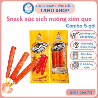 [Combo 5 gói] Snack xúc xích nướng que cay - Thế Giai | Ăn vặt tuổi thơ Tano