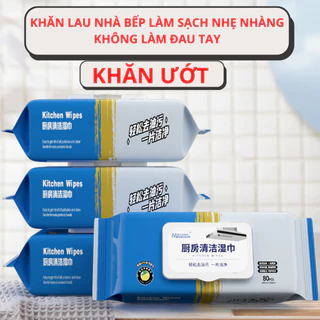 Khăn ướt Lau Bếp Đa Năng Gói 80 Tờ Siêu Dai, Làm Sạch Nhanh, Mạnh Mẽ Loại Bỏ Mọi Vết Bẩn