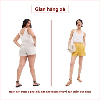 [Gian hàng xả] Quần đùi nữ bigsize ống rộng dáng chữ A chất liệu cotton lưng cao cạp chun khóa kéo, có túi