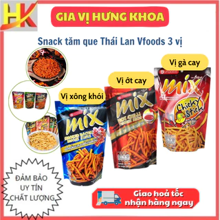 Bịch 6 Gói Snack tăm que MIX VFOODS THÁI LAN, BIM BIM GÓI 60g VỊ ỚT CAY, VỊ XÔNG KHÓI, VỊ GÀ CAY