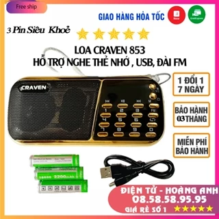 Loa đài Craven CR 853,máy nghe nhạc đọc kinh phật dùng thẻ nhớ, USB, FM pin siêu trâu