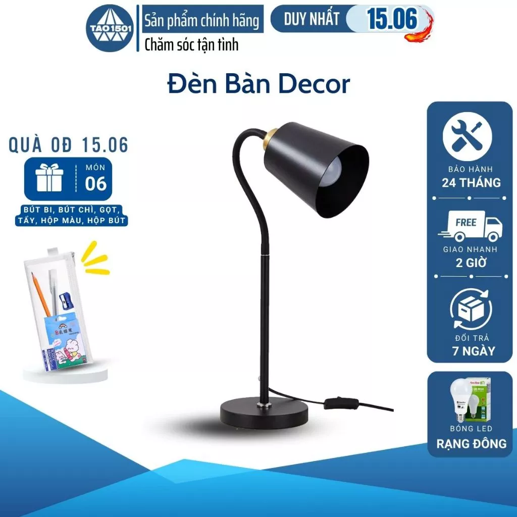 Đèn bàn học decor, đèn led để bàn làm việc đọc sách phù hợp bảo vệ mắt chống cận, decor