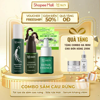 ( TẶNG COMBO HA MINI ) Combo Sâm Cau Rừng MQ SKIN - Sữa rửa mặt, Serum tái tạo và Serum phục hồi