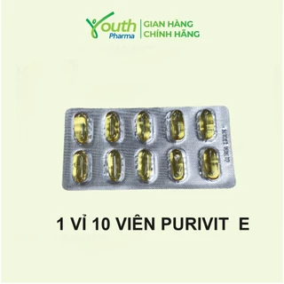 1 VỈ 10 Viên Uống Purivit E 400 Iu Giúp Chống Oxy Hóa, Hạn Chế Lão Hóa, Đẹp Da