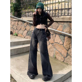 Quần jean nữ Retro ống suông rộng Cạp, quần jeans ống rộng phong cách Ulzzang Hàn Quốc siêu cá tính D 55
