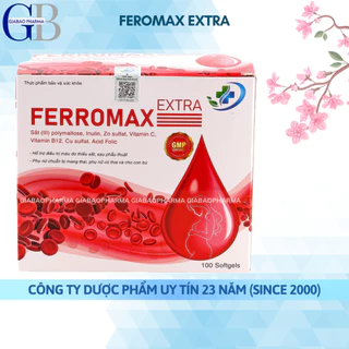 Viên uống bổ máu Ferromax Extra bổ sung Sắt, Acid Folic cho người thiếu máu (Hộp 100 viên)