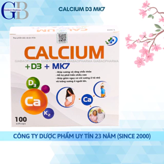Calcium D3 MK7 bổ sung canxi cho bà bầu, bổ sung canxi và vitamin D3 (Hộp 100 Viên)