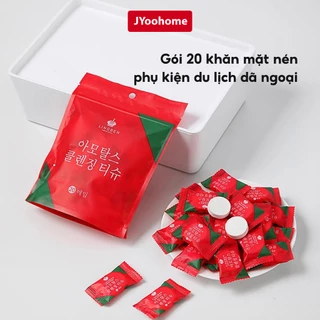 Gói 20 Khăn mặt nén dạng viên kẹo JYoohome du lịch dã ngoại, Khăn giấy nén rửa mặt tiện lơi, an toàn